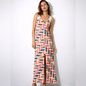 Maria Cornejo Colorful Chevron Maxi Dress Size 6 Silk Blend